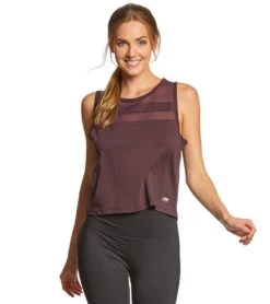 Marika Flounce Yoga Crop Top -Marika 1740350193699 wildplum 1a