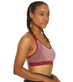 Marika Marianna Seamless Yoga Sports Bra Heather Biking Red With Solid Trim