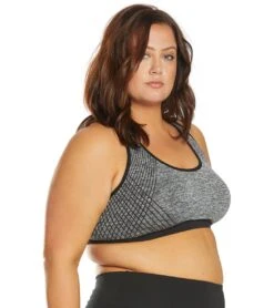 Marika Plus Size Marianne Seamless Yoga Sports Bra Heather Black With Solid Trim