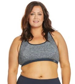 Marika Plus Size Marianne Seamless Yoga Sports Bra Heather Navy Blazer With Solid Trim -Marika 1741838516259 heathernavyblazerwithsolidtrim