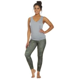 Marika High Waisted Printed Yoga Capris Green Tonal Washed Camo -Marika 1741839990819 greentonalwashedcamo 4a