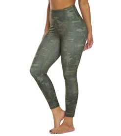 Marika High Waisted Printed Yoga Capris Green Tonal Washed Camo -Marika 1741839990819 greentonalwashedcamo 5a