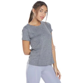 Marika Starter Short Sleeve Yoga Tee Heather Charcoal