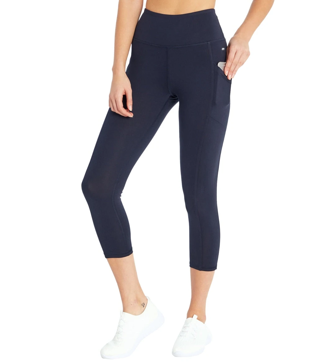 Marika Drew High Waisted Tummy Control Yoga Capris Midnight Blue 3 Marika Drew High Waisted Tummy Control Yoga Capris Midnight Blue