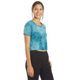Marika Tie Dye Boxy Crop Blue Spruce Spiral Tie Dye