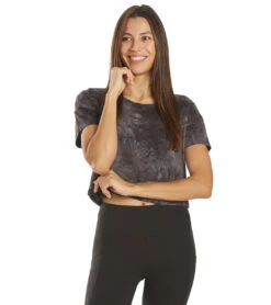 Marika Tie Dye Boxy Crop Black Spiral Tie Dye -Marika 6603549507627 blackspiraltiedye