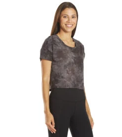 Marika Tie Dye Boxy Crop Black Spiral Tie Dye